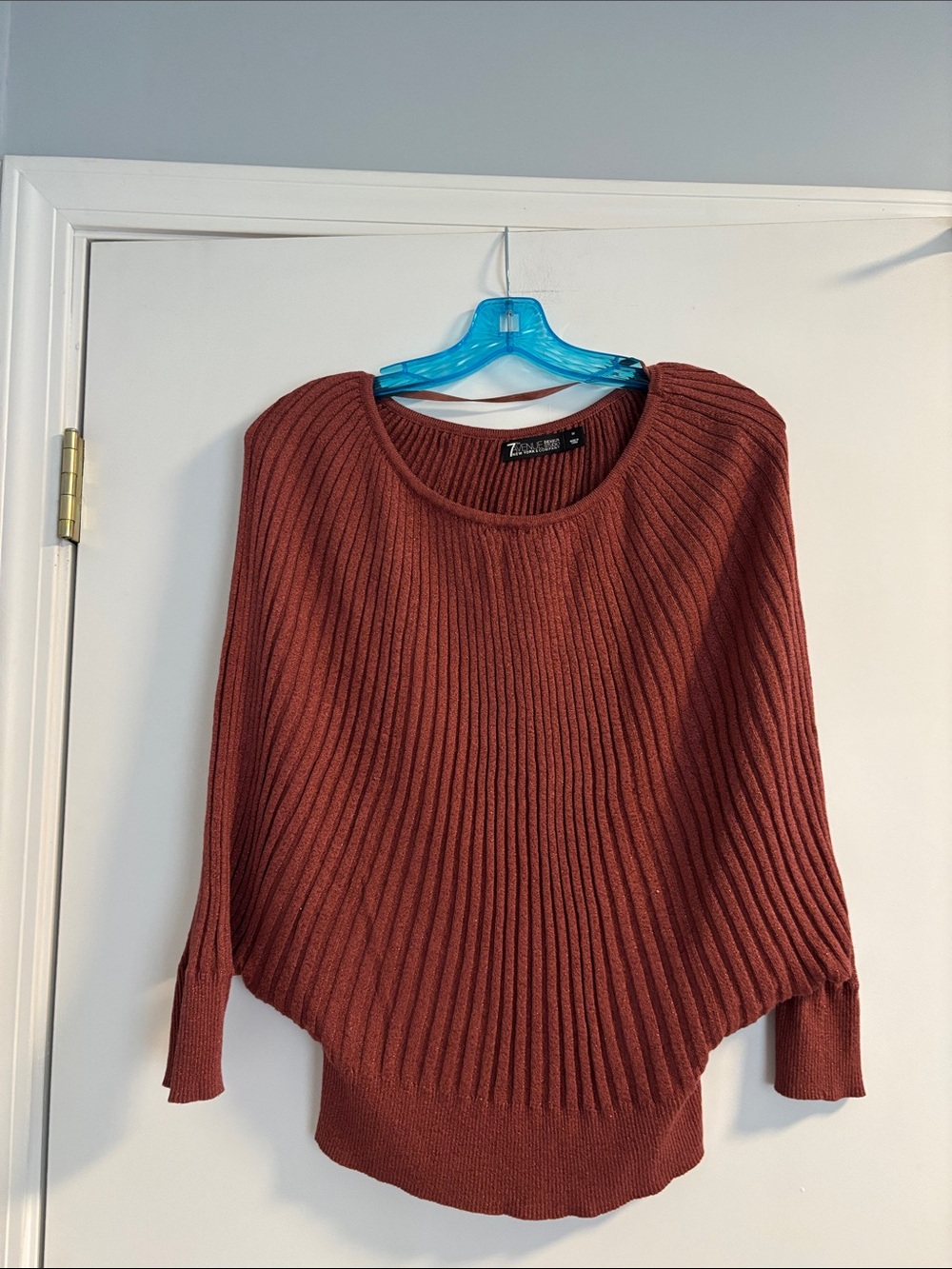 New York & Co Women's Ribbed Dolman Sweater - Rust Brown